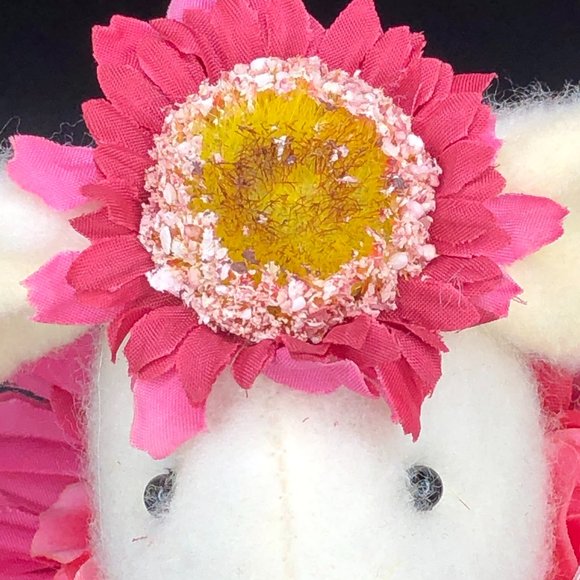 FLORAL RABBIT BUNNY Adorable Plush Bean Base Adjustable Wire Ears Easter Gift - Picture 14 of 15